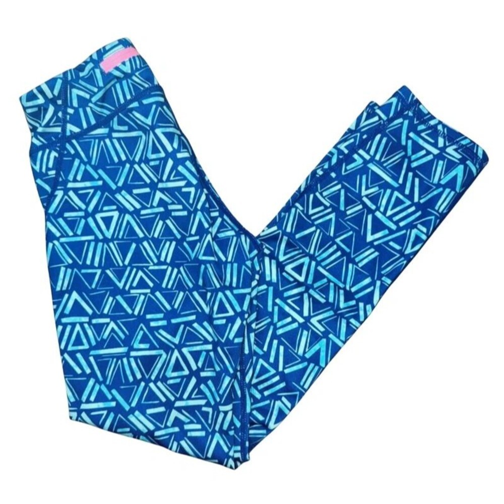 Zella from Nordstrom Blue Geometric Athletic Athleisure Leggings Zipper Pocket